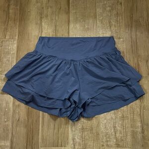 Aerie Navy Ruffle Athletic Shorts